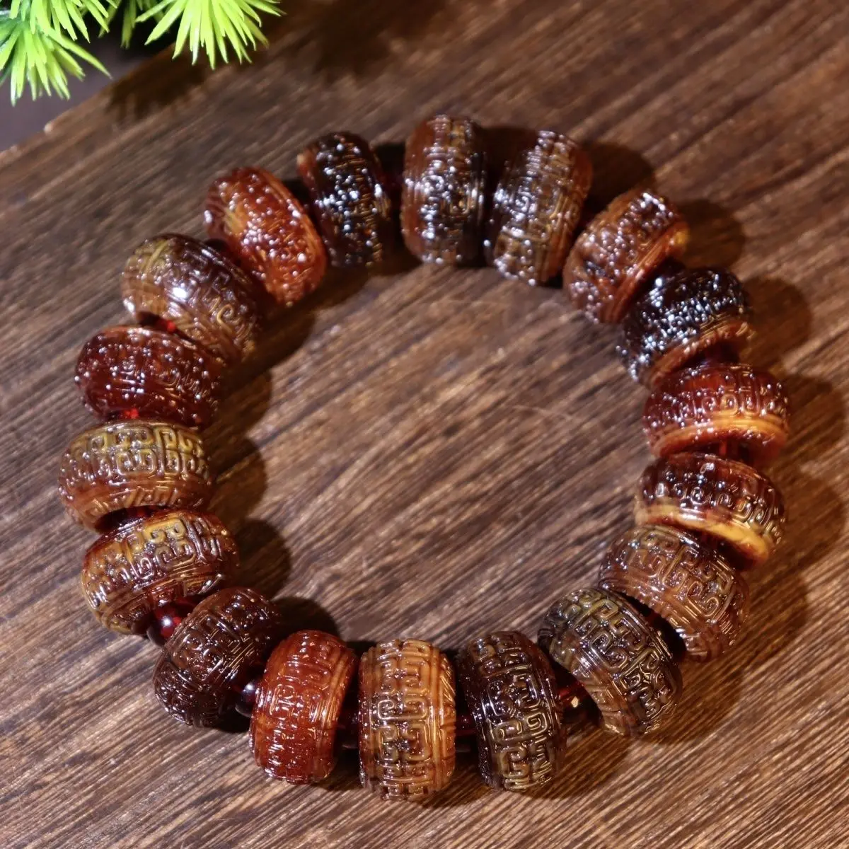 Genuine Tortoiseshell Bracelet with Pattern Health-Preserving Beads for Men and Women Cultural Play Beads Prayer Beads Jewelry