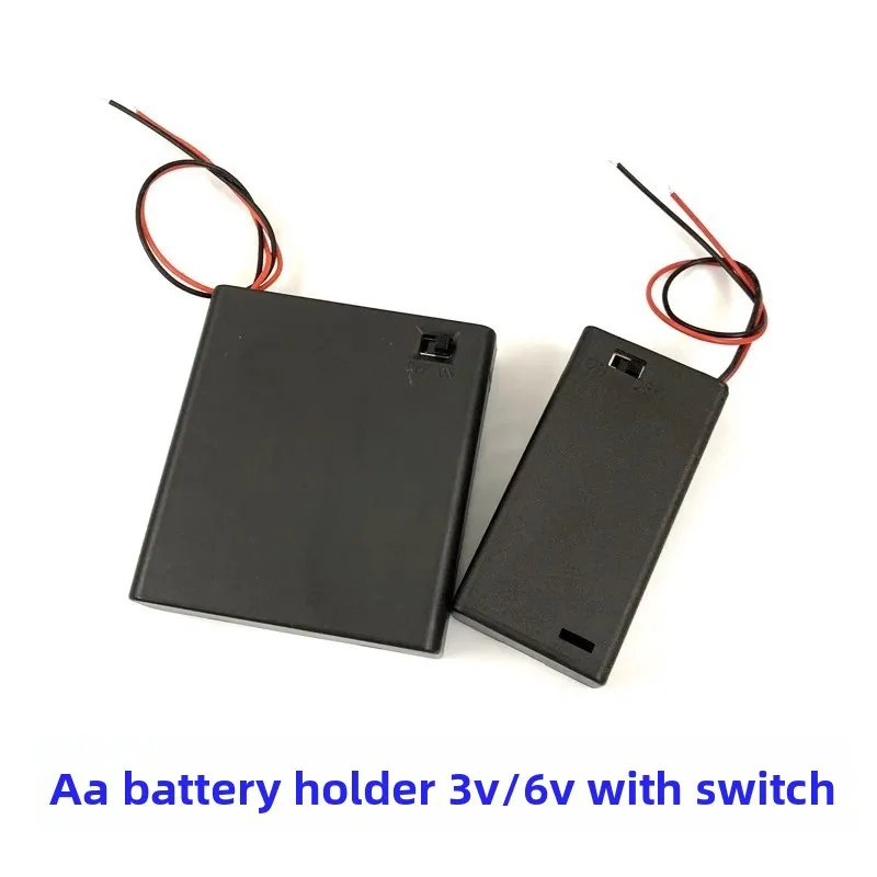 Battery case On/Off Switch 4 AA Battery Box with Cover, 3V 6V Heavy Duty Wired Holder for 2 or 4 Batteries, DIY Power Supply