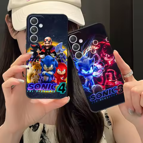 S-Sonic-C Anime Phone Case for Samsung Galaxy S25 S24 S23 S22 S21 S20 S10 S9 Plus FE Ultra Lite Black Pretty Cellphones