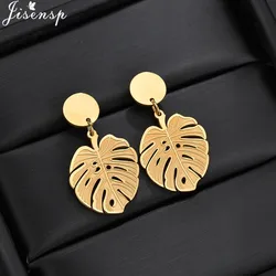 Bohemian Monstera Leaf Dangle Drop Earrings for Women Stainless Steel Jewelry Tropical Plant Leaves Earings Brincos Party Gifts