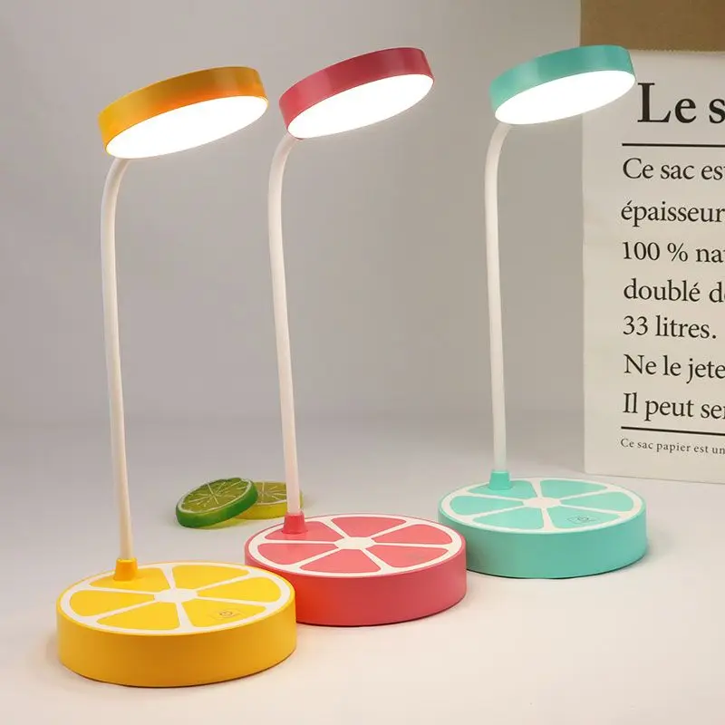 Lampe de bureau tactile LED créative, fruit, citron, protection des yeux, apprendre, chargement USB, petite lampe de bureau