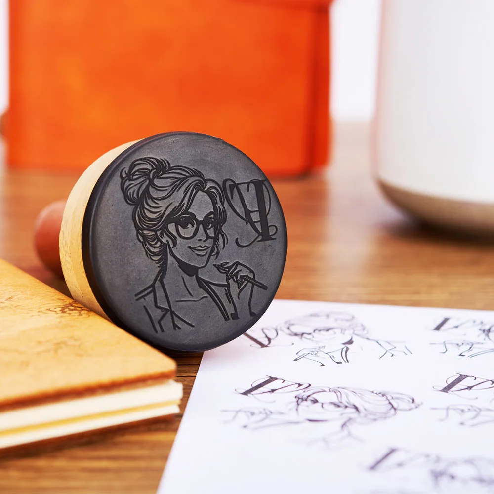 Personalized Logo Self-lnking Stamp Wooden Photosensitive ink Stamp Custom Weddding Seal Stamp Logo For Wedding Business Brand