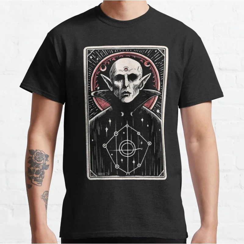 

Scary Movie Nosferatu Vampire cult graphic t shirts Horror Shadow The Mystery Hunter scary halloween tops All size S-6XL