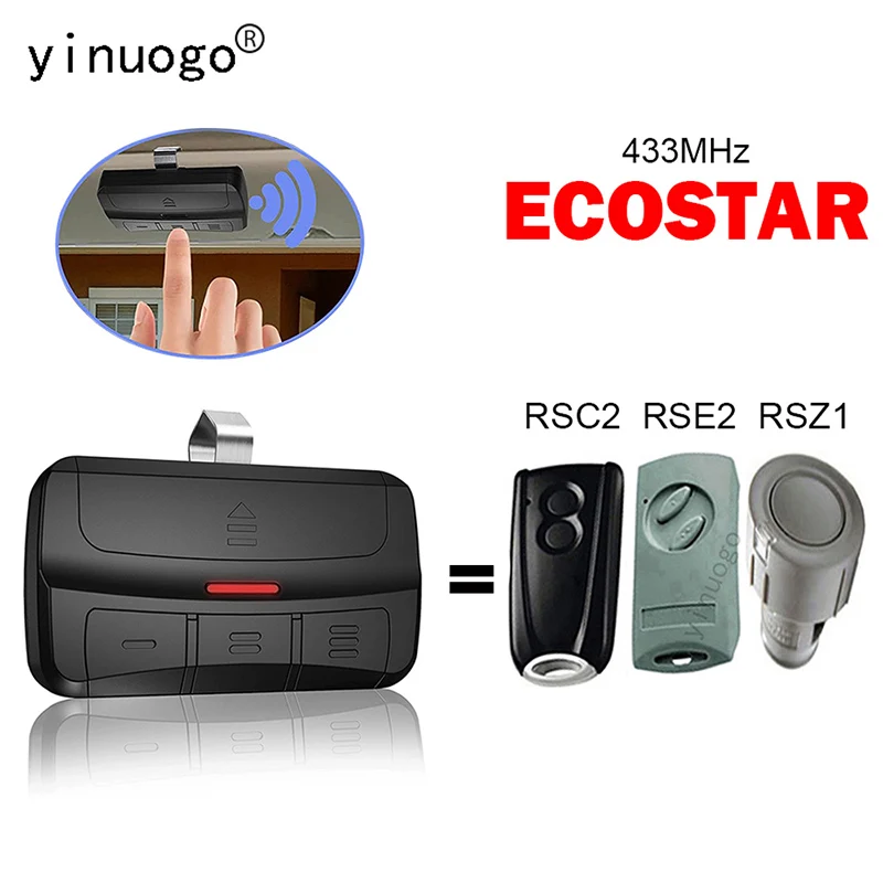 ECOSTAR Cloned Remote Control For RSZ1-433RSE2-433RSC2-433 Garage Door Remote Control 433MHz Rolling Code Handheld Transmitter