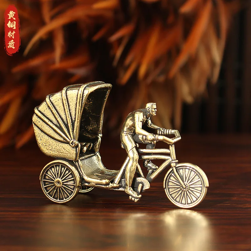 Decorative copper ornaments for rickshaws, a nostalgic trip in an old Shanghai rickshaw, vintage and creative handicrafts