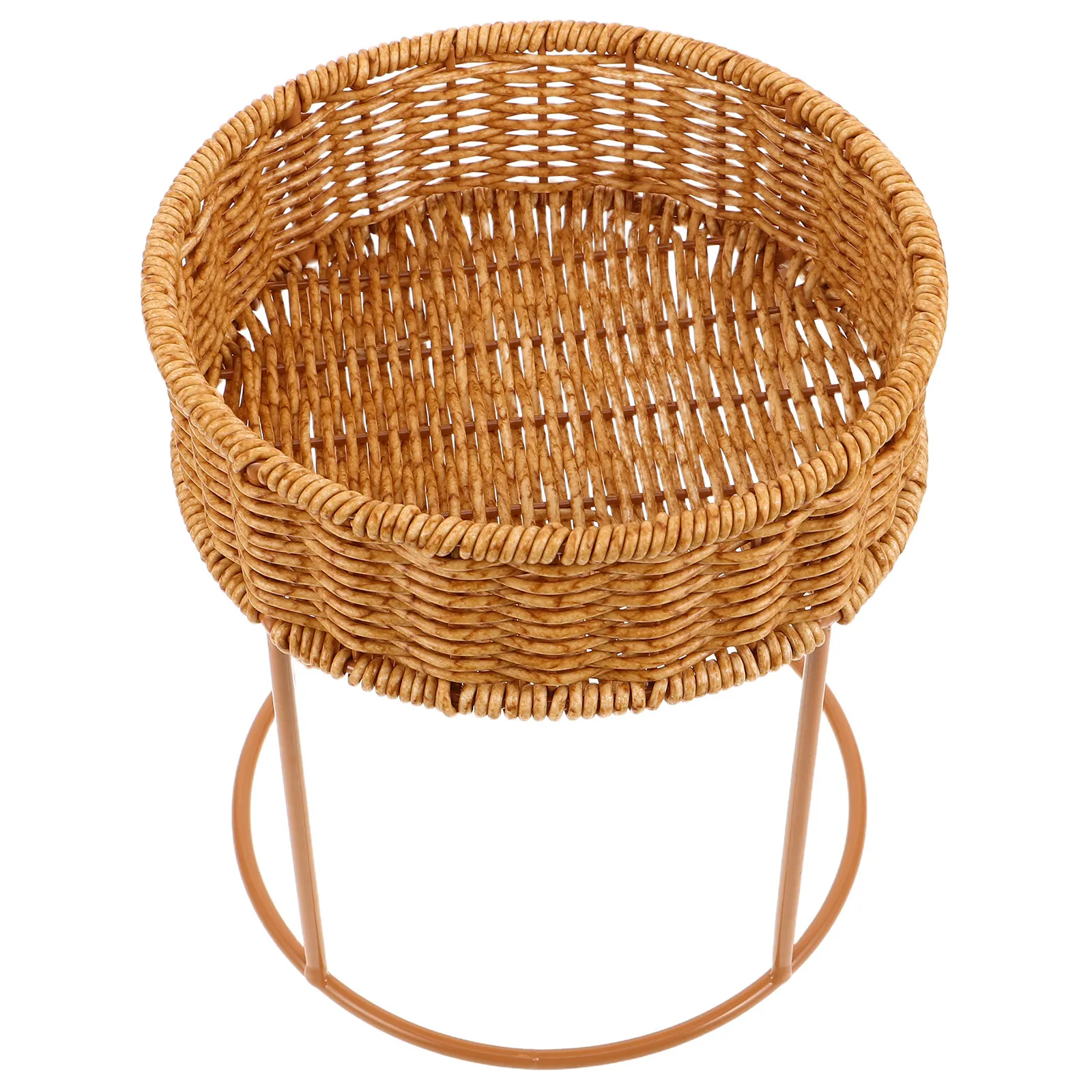 Mini Flower Rack Rattan Plant Basket Desktop Flowerpot Holder Indoor Succulent Plant Display Flower Rack Planter Holder