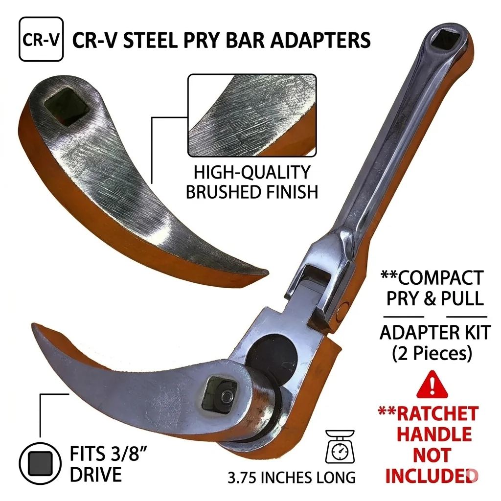 Crowbar Adapter Head Tools Adjustable Angle Head Drop Forged Steel Pry Bar Fits 3/8”Ratchet 3.75