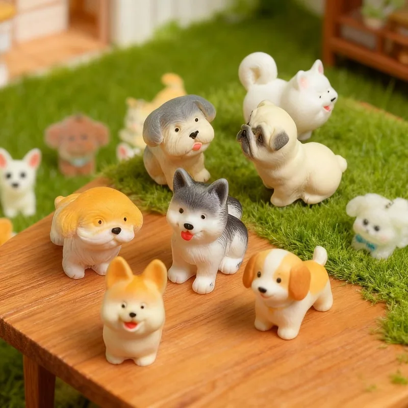 Cute Puppy Resin Dogs Miniature Figurines Terrarium Crafts Realistic Animals for Fairy Garden Accessory Desk Decoration