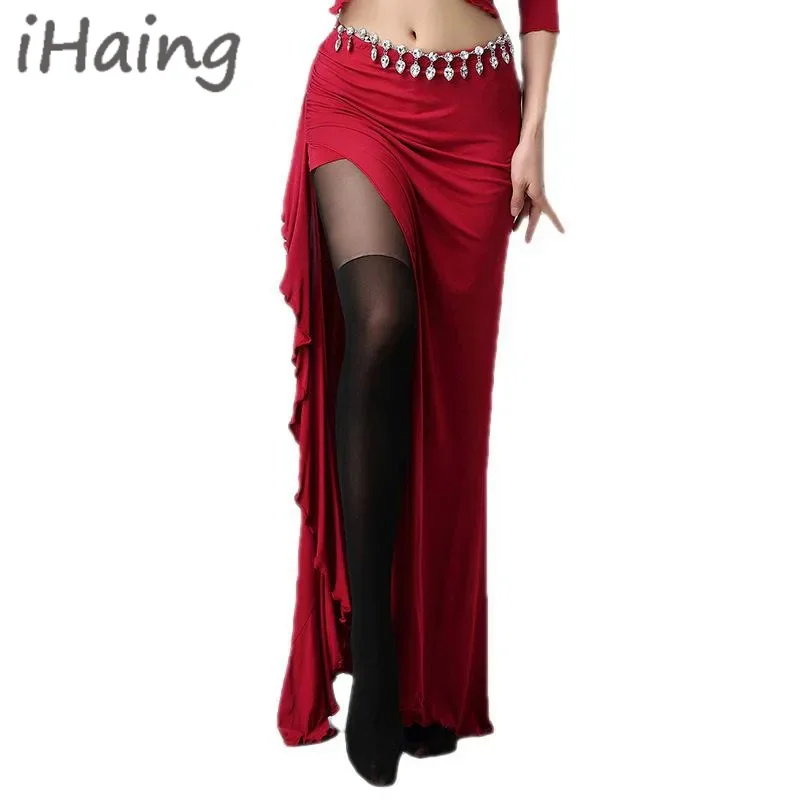 

Women Sides Slits Belly Dance Modal Skirt Sexy Oriental Bellydance Dress Female Dancing Practice Clothes Long Design Plus Size