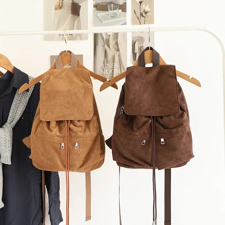 

Женский замшевый рюкзак-трансформер, городская сумка через плечо, повседневный рюкзак на шнурке, школьный ранец