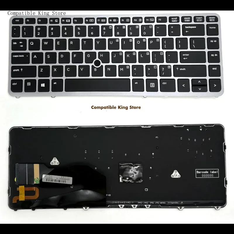 d+US Layout Backlight Pointer Keyboard Compatible for HP EliteBook 840 G1 G2 / 850 G1 G2 / 745 G1 G2/HP ZBook 14 5U G2