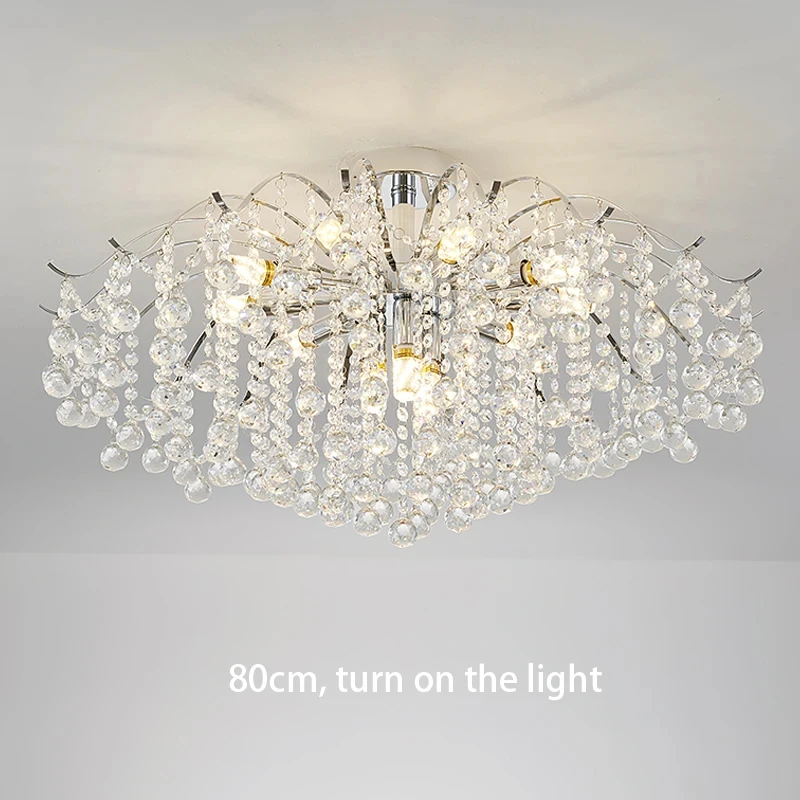 

Modern Luxury Crystal Chandelier For Living Dining Room Bedroom Decoration Silver led ceiling lamp Indoor Lighting Fixtures