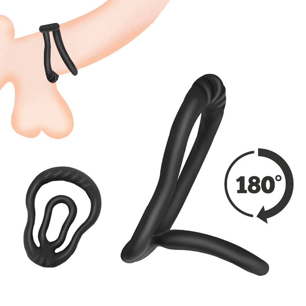 

Dual Ring Penis Ring Reusable Silicone Semen Scrotum Bondage Cock Ring Penis Enlargement Delayed Ejaculation Sex Toys for Men