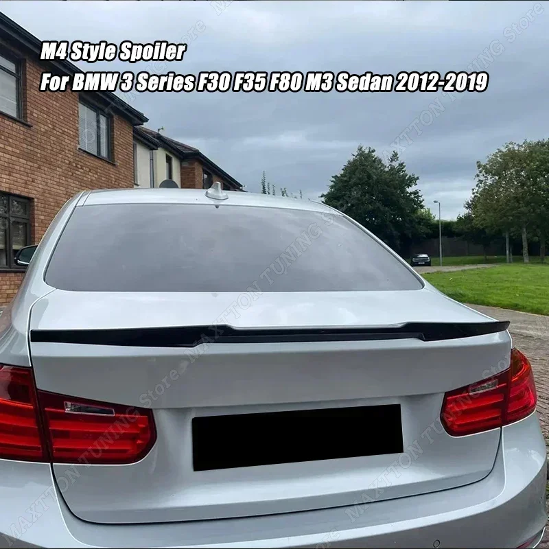 M4 Style Rear Trunk Wing Spoiler Traseiro Carbon Fiber Look For BMW 3 Series F30 F35 F80 Sedan 320i 330i 325i 340i M3 2012-2019