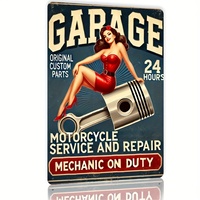Motorcycle Garage Metal Sign - 24/7 Service & Repair, Retro Wall Art with Mechanic Illustration, Perfect for Shops, Bars, Cafes