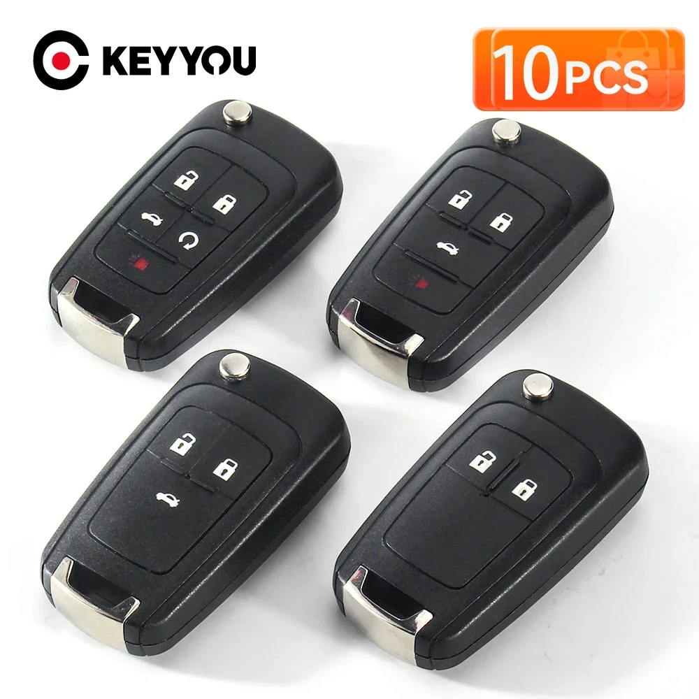 KEYYOU 10pcs For Chevrolet Lova Sail Aveo Cruze Replace 2/3/4/5 Buttons Remote Case Fob Cover Flip Folding Key Shell Blank