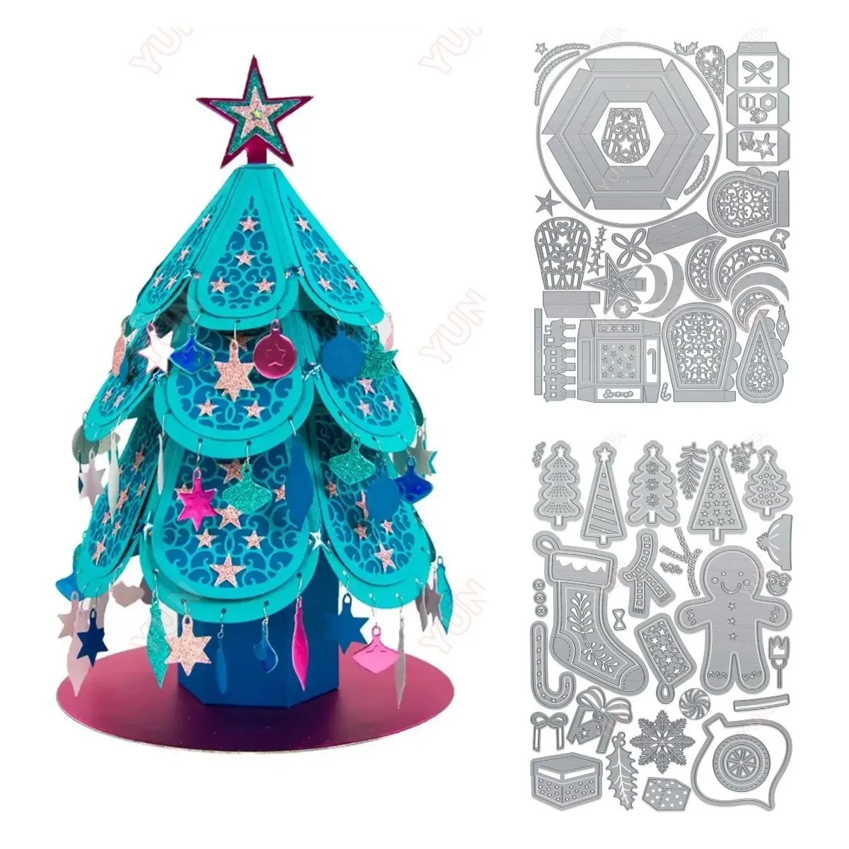 

A Candy Cane Christmas Tree Box Cut Dies Set DIY Diary Scrapbooking Holiday Gift Card Paper Craft Festivals Decor Molds Stencils