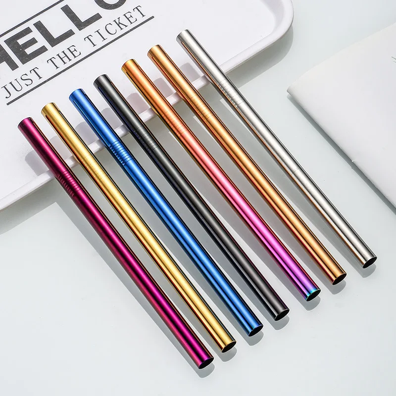 

6 Pcs 12mm Metal Straws for Bubble Tea 304 Stainless Steel PVD Coating Reusable Straw 6mm Drinking Straws Cocktail Accessories