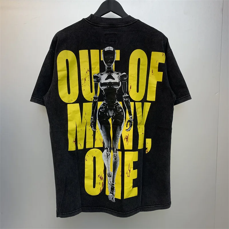 라지 워시 프린트 라운드넥 티셔츠