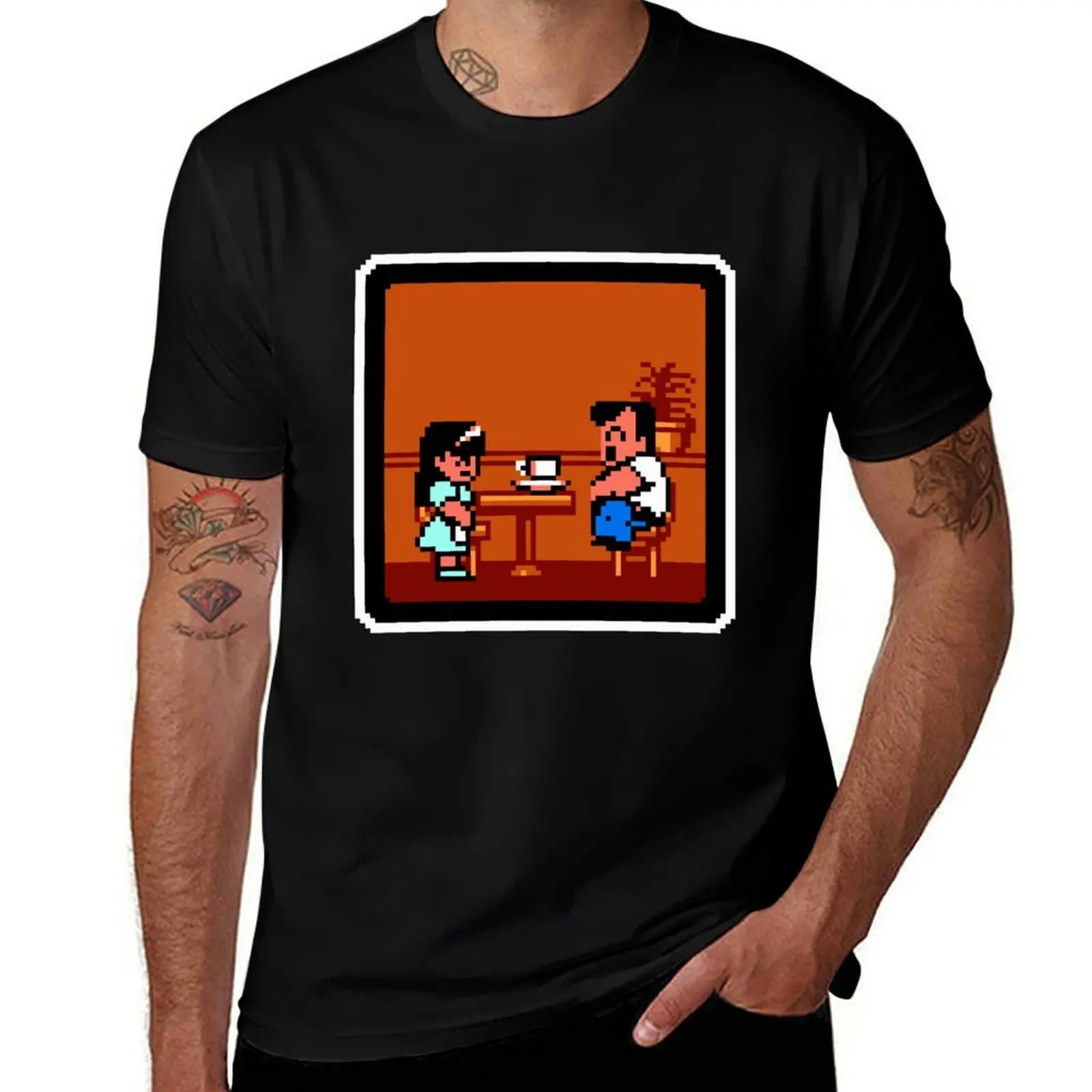 Classic Alex at the restaurant pixel T-Shirt Stylish Graphic Short Sleeve Top