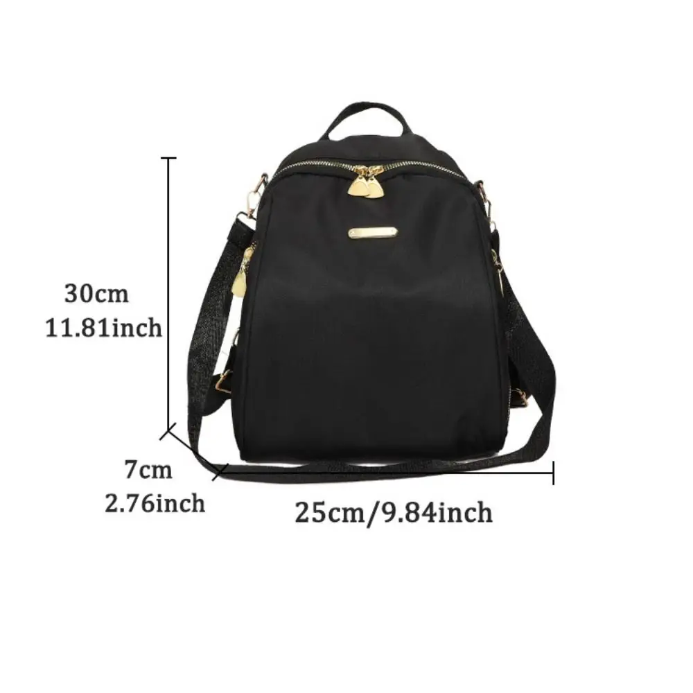 Solid Color Multi-functional Nylon Backpack Small Simple Black Shoulder Bag Travel Handbag Retro Backpack Lady