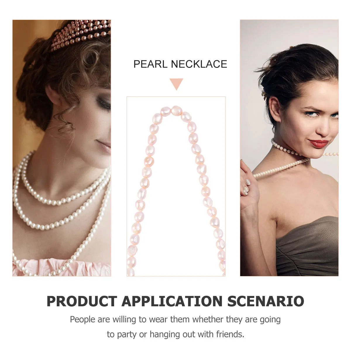 

1PC DIY Pearl Necklace 9-10MM Baroque Pearl Necklace Natural Pearl Neck Jewelry for Women (Colorful Semi-finished Product 36CM A
