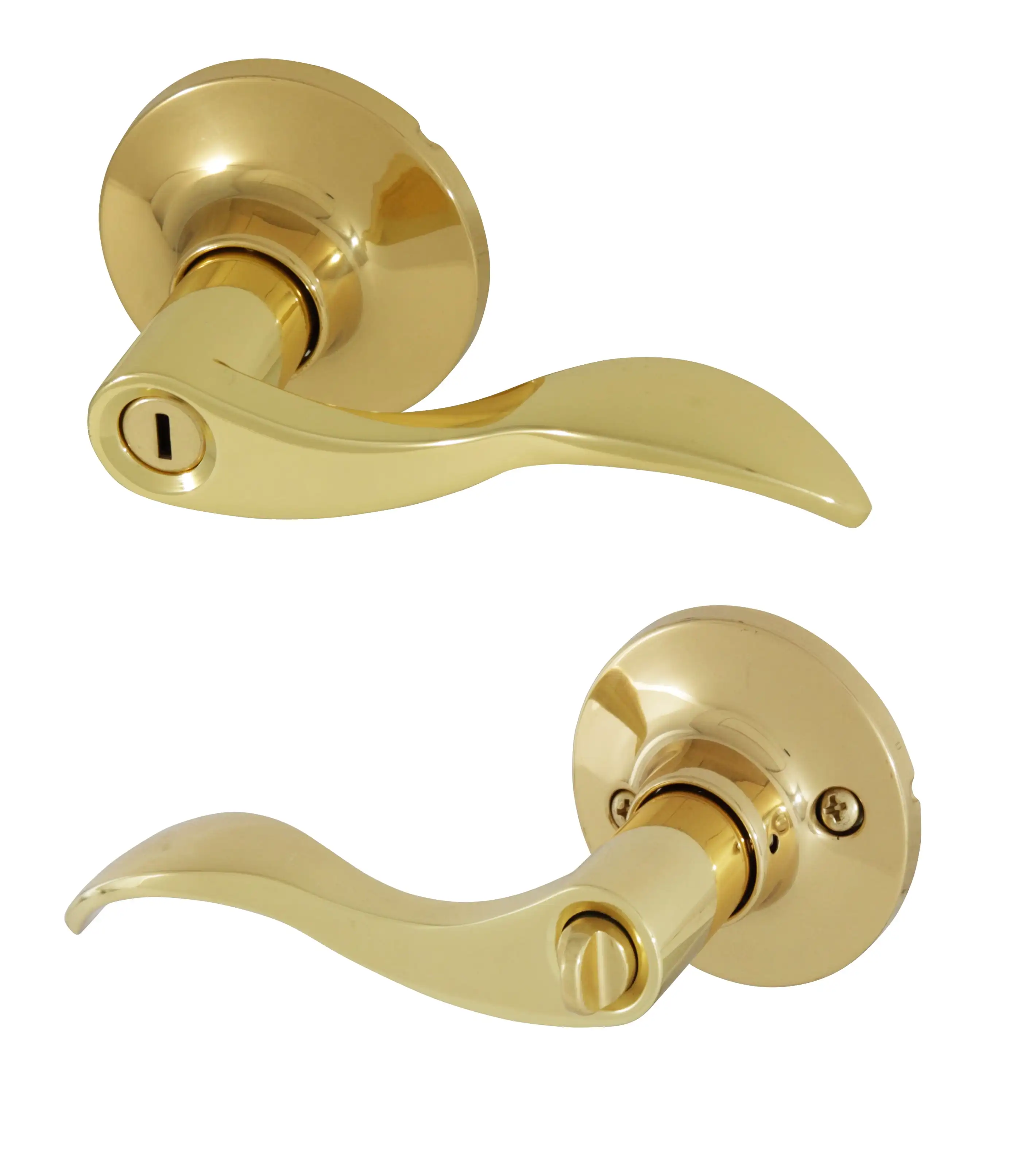 

Wave Privacy Door Lever, Polished Brass, 8106002