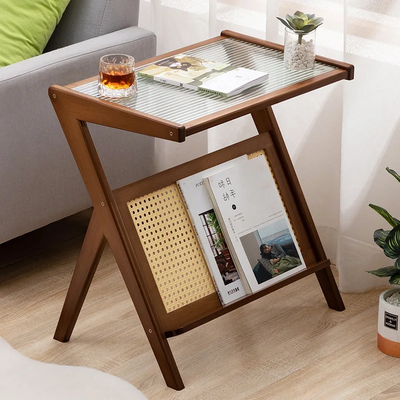 Z Shaped Side Table Tea Coffee Table With Rack For Household Sofa Corner Living Room Bedroom Small Apartment Supplies