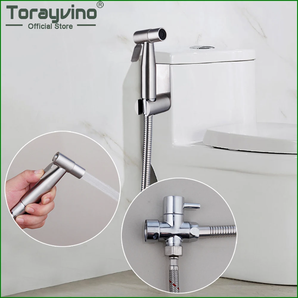 Torayvino Handheld Toilet Bidet Sprayer Set Stainless Steel Hand Bathroom Bidet Faucet Hand Sprayer Shower Head Self Cleaning