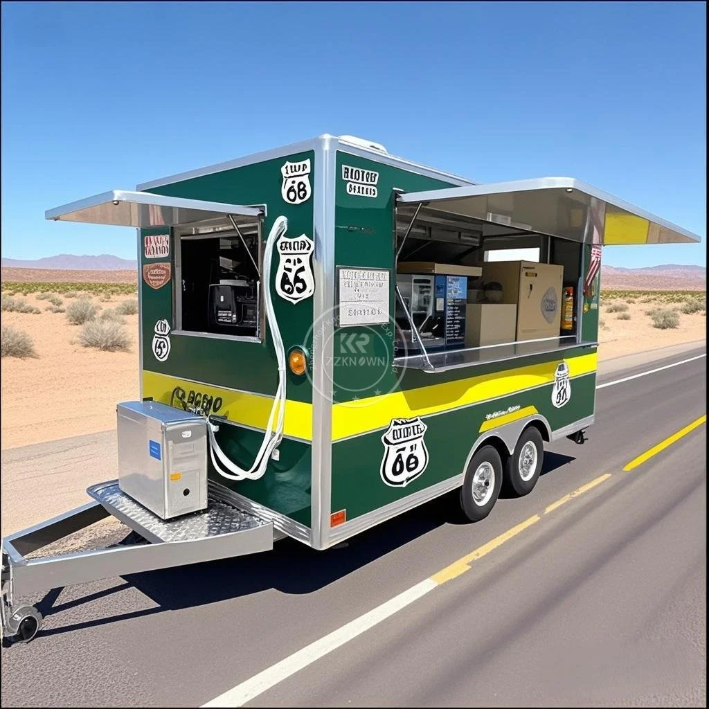 Portable Mobile Stainless Steel Food Trailer Mobile Kitchen Concession Food Cart for Outdoor Event Catering
