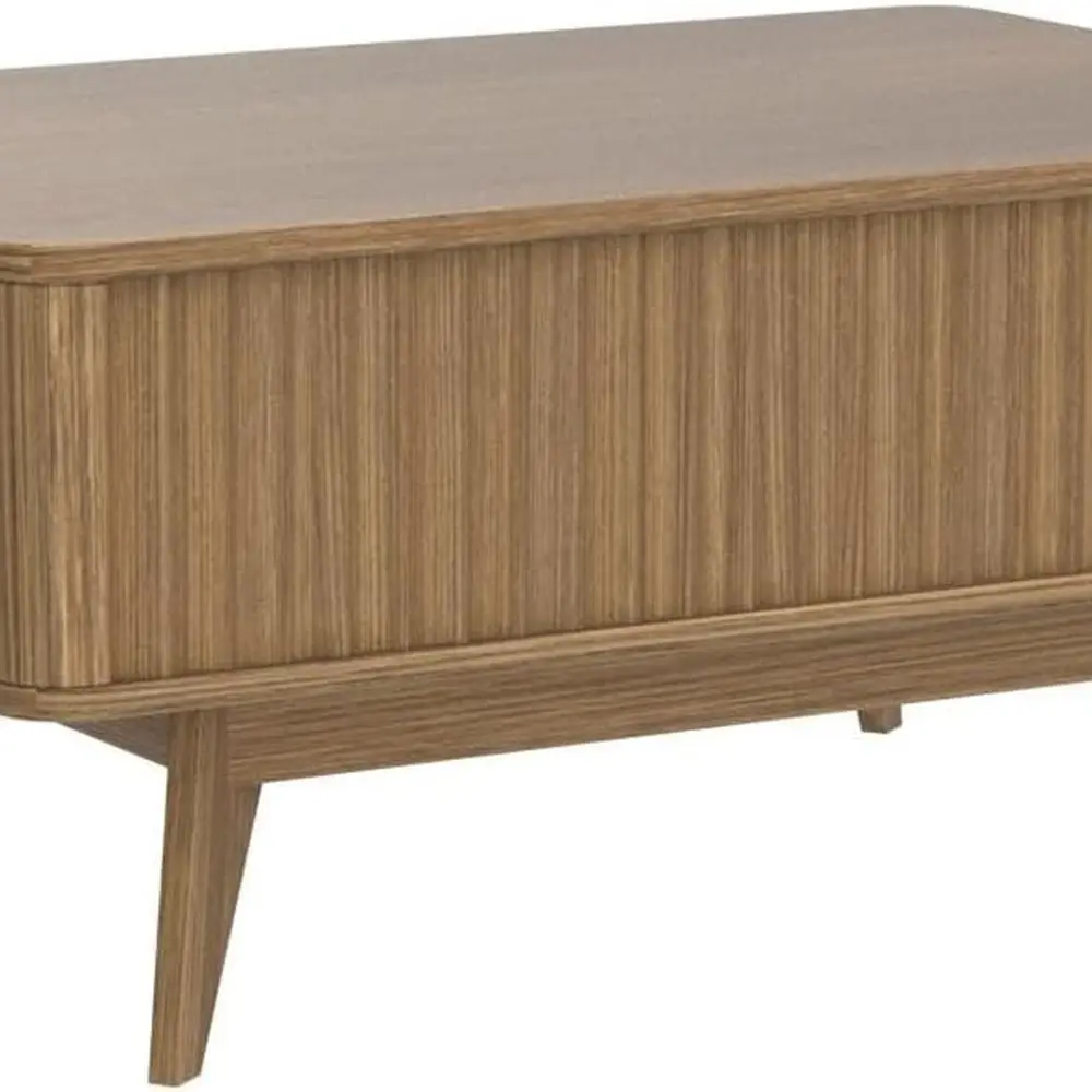 Mid Century Modern Farmhouse Coffee Table with Lift Top and Storage, Fluted Panel, Walnut Finish