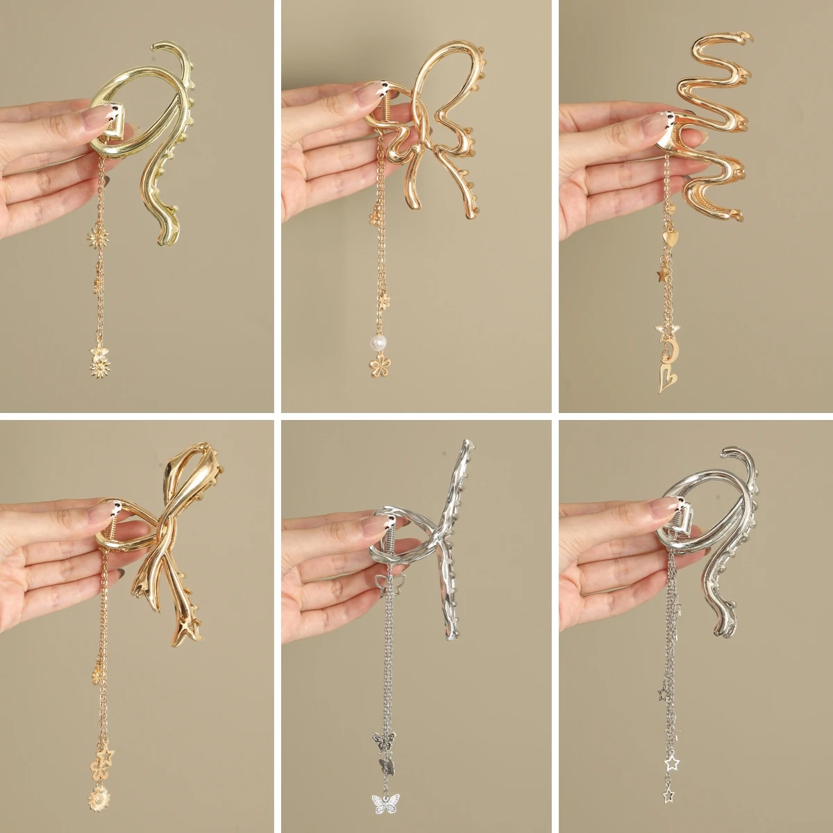 1pc Women Fashion Tassel Pendant Hair Claw Clips Party Headdress New Shark Crab Clip Girls Hairpin Korean Hair Accessories