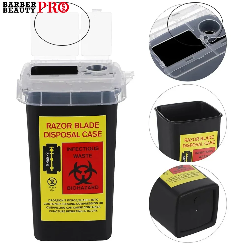 Salon Barbershop Blade Recycling Box Mini Trash Can Razor Blade Disposal Case Syringe Needle Trash Collector Barber Accessories