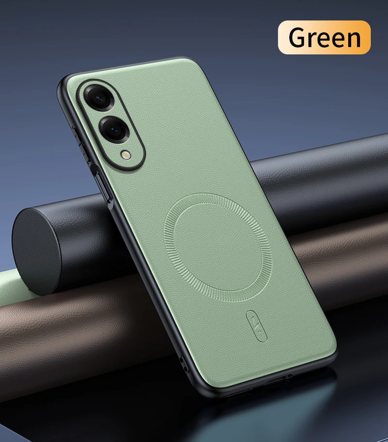 Magnetic Leather Case for Samsung S25 Edge Shockproof Anti-Fingerprint Non-Slip PC+TPU Protective Cover with Strong Magnet