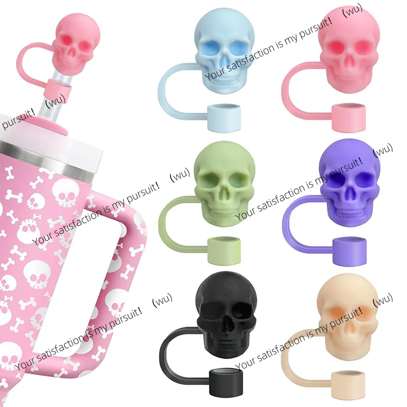 For Stanley 30/40oz Cups Silicone Skull Shape Straw Caps 10mm Halloween Skull Straw Toppers Reusable Funny Tumbler Straw Plugs