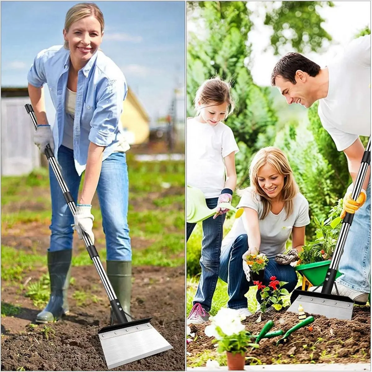 

Садовый совок ABJA, прочный стальной плоский совок с регулируемой ручкой 165 см, скребок для пола, уличный инструмент-лопата