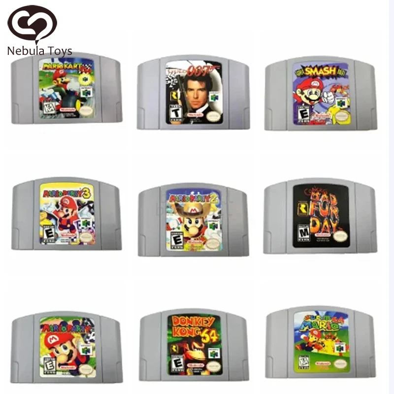 

New Game Collection Cards N64 Mario Series Kart Party Super Smash Bros Bad Fur Day 64 Bit Video Game Console Card Us Version Toy