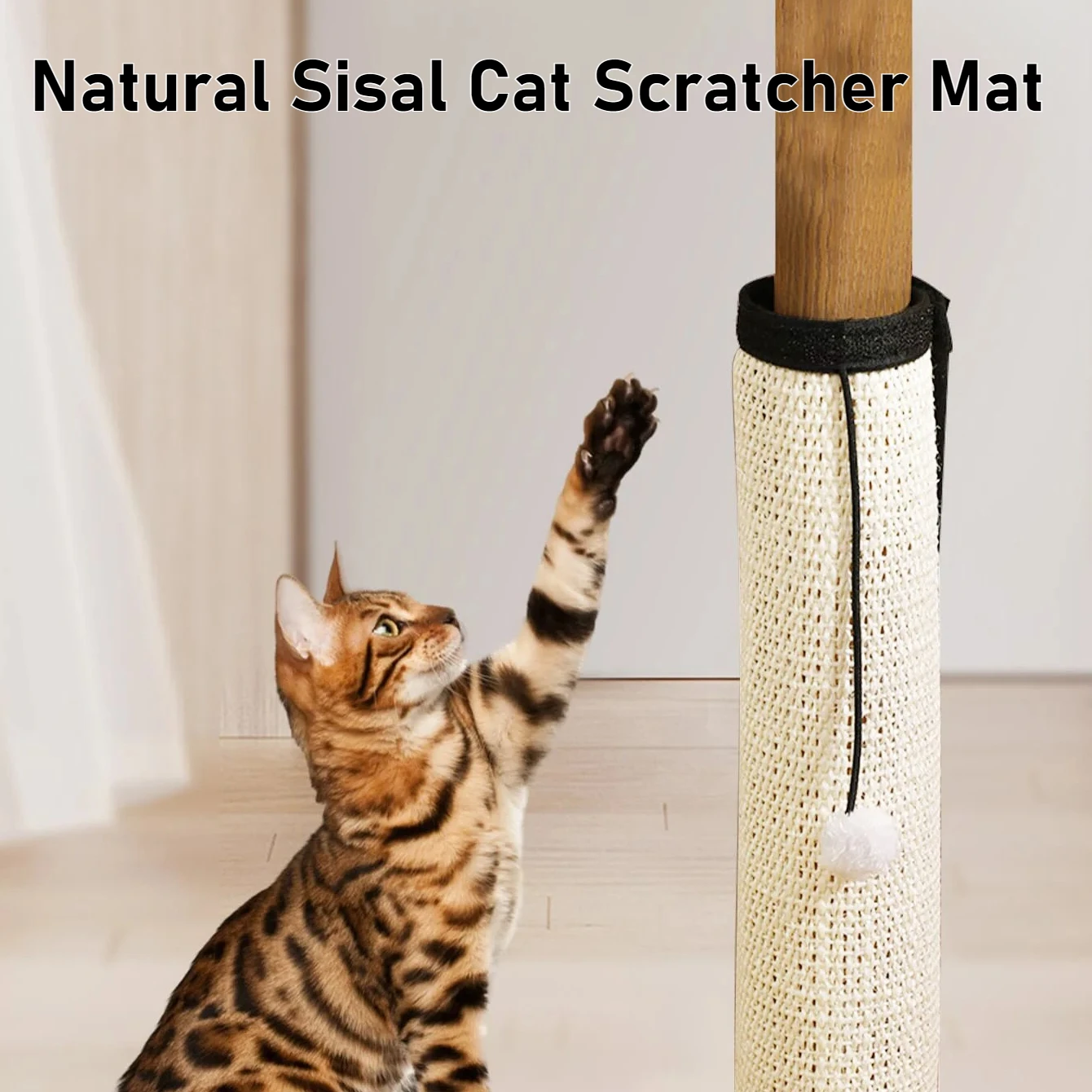 1PC Natural Sisal Cat Scratcher Mat - Protects Furniture and Grinds Claws - Indoor Cat Scratching Pad