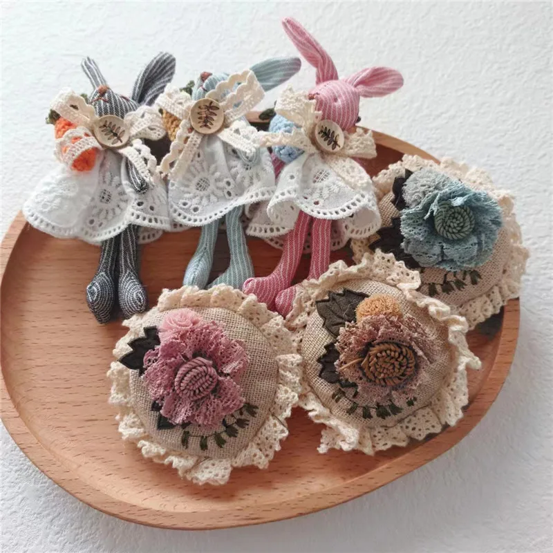 Fabric Flower Rabbit Brooch Japanese Style Spring Summer Cute Handmade Lightweight Versatile Bag Decoration DIY Premium Gift