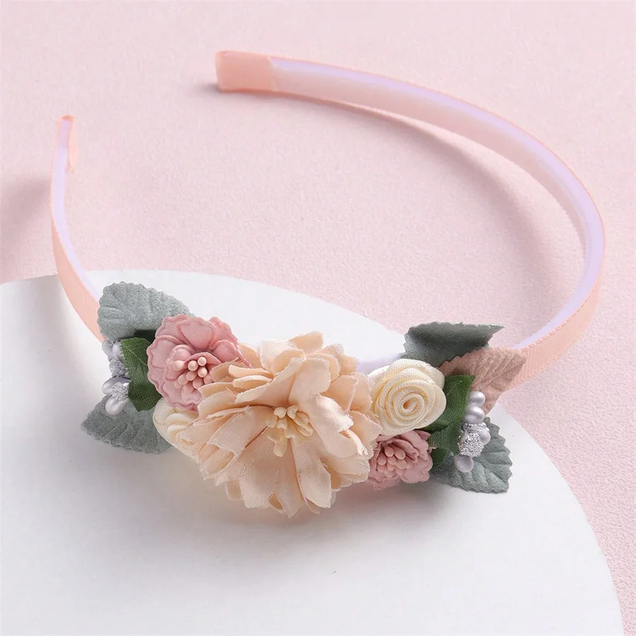 

Girls Simulated Flower Hairbands For Baby Girls Solid Silk Head Band Bridal Hairband Floral Hair Hoop Festival Party Headwear