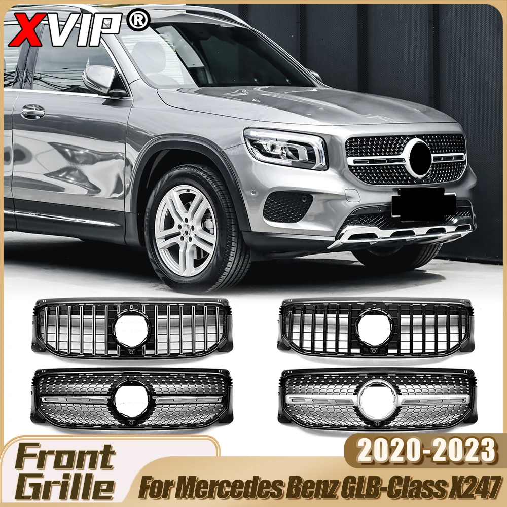 XVIP Chrome Silver Diamonds Style Racing Grille für Mercedes Benz GLB-Klasse X247 GLB250 GLB200 20-23 GTR Style Upper Grille Mesh