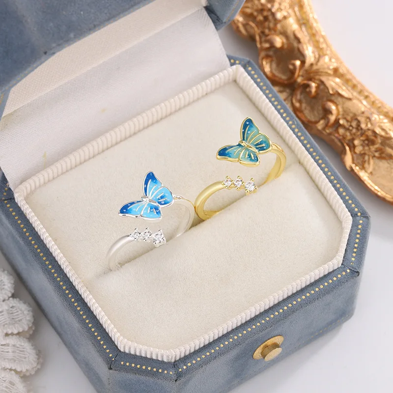 

925 Sterling Silver Rings For Women Couple Luxury Quality Jewelry Ladies Butterfly Beautiful Elegant Accessories Argent 925
