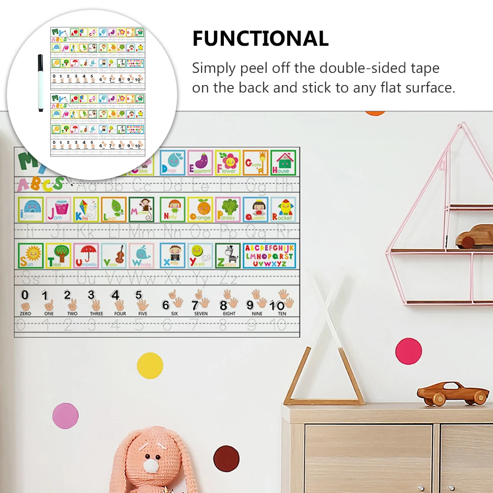 

Alphabet Wall Sticker Bedroom Kindergarten Decals Kid Stickers Number Learning Pvc Self-Adhesive Toddler for Toddlers