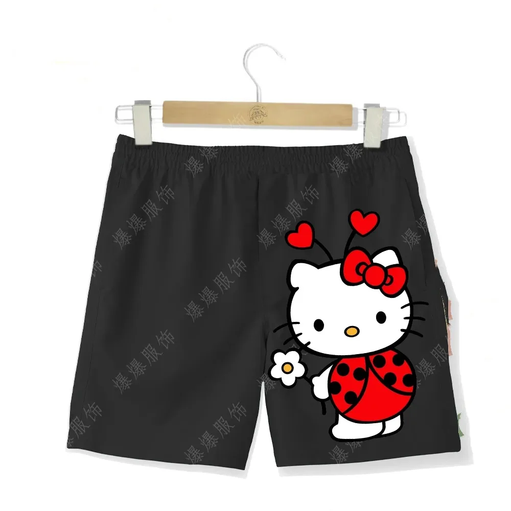 Nowe 2024 dziewczęce spodenki plażowe sportowe do biegania szybko suche Sanrio Hello Kitty Cartoon słodkie spodenki dla dzieci