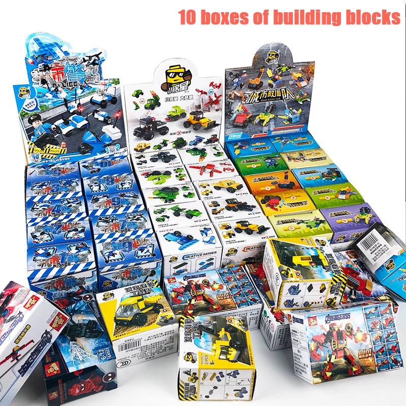 New 10PCS Vehicle Bricks Fancy Assembled Block Puzzle Big Particles Blocks Baby Intelligence Development Toy Gifts/Xmas Gifts