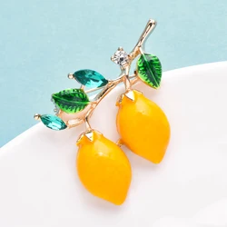 Wuli&baby Lovely Lemon Brooches For Women Unisex Enamel Yellow Sour Fruits Plants Flowers Party Casual Brooch Pins Gifts