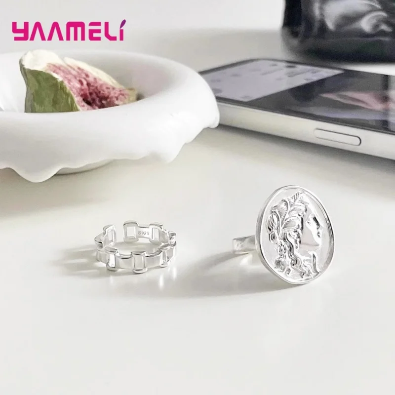 925 Silver  Watch Chain Rings for Women Men Fashion Creative Retro Simple Personality Party Jewelry Gift