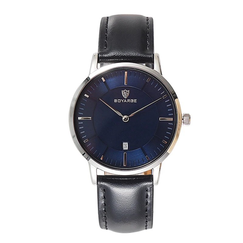 BOYARGE Simple Fashion Style Casual Military Japanese Quartz Men orologi orologio da polso da uomo ultrasottile in acciaio pieno con data