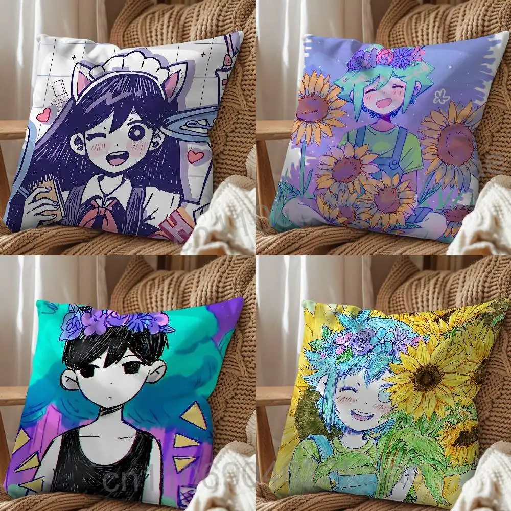 Series Mari game Basil Omori Game Pillow Case Anti-dustmite Pillowcase Invisible zipper silky short plush Sofa cushion cover