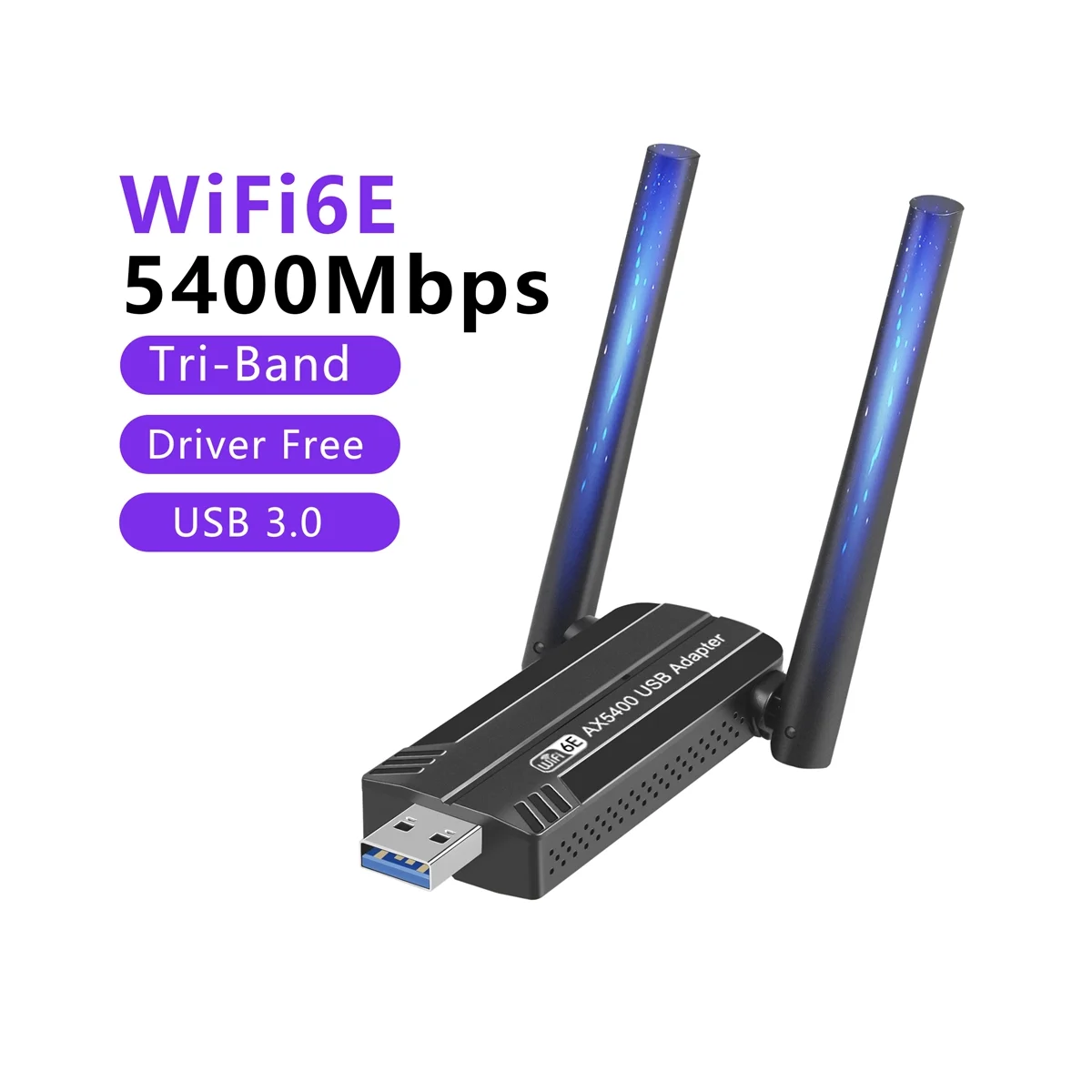 بطاقة شبكة WiFi 6E رائعة 5400Mbps USB 3.0 WiFi محول ثلاثي الموجات 2.4G 5G 6G جهاز استقبال واي فاي دونغل لسائق Windows 10 11